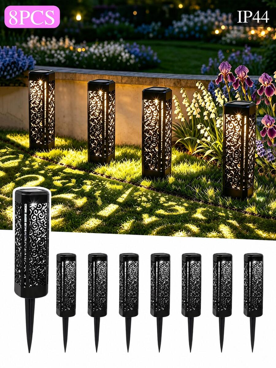 4/8pcs Solar Powered Ground Lights, Waterproof Outdoor LED Landscape Lights, Auto On/Off Solar Garden Lights, Suitable For Yard, Lawn, Pathway Decorative Solar Lighting, Halloween, Christmas, Party And Holiday Decoration - Warm Light - View 1