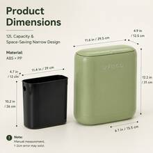 1pc Narrow Bathroom Trash Can, Pebble-Shaped Gap Waste Bin, Inner And Outer Dual-Bucket Design, Hidden Trash Bag, Rounded Aesthetic Trash Can, Multiple Colors Available, Suitable For Small Spaces Beside Toilet, Home Decor - Vintage Green - View 3