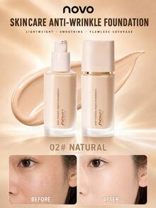 NOVO Long-Lasting Flawless Anti-Dullness Foundation, Concealing Color Correcting Hydrating, Suitable For All Skin Types, Creamy Texture, Holiday Party Gift, Best Shade - 02#Natural Color - View 1