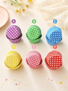 100pcs Polka Dot Cupcake Liners Set, 6 Mixed Colors, Suitable For Muffins, Cupcakes And Desserts Baking Cups, Cute Macaron Color Party Cake Packaging Paper, Birthday, Wedding, Tea Party And Dessert Table Decoration Baking Paper Cups - Multicolor - View 3