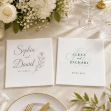 Custom Wedding Napkins,Christmas Cocktail Napkins,Elegant Monogram Table Decor,Personalized Names & Date Party Napkins, Customized Anniversary Dinner Supplies,Customizable Text Table Accent,Christmas Gift For Couples & Family,Disposable Napkins - Style E - View 4