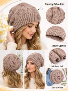 1pc Bohemian Minimalist Solid Color Beret, Autumn/Winter - Multicolor - View 3