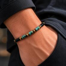 Natural Turquoise, Tiger Eye, Agate And Hematite Universal Bracelet | Handmade Beaded Energy Crystal Bracelet | Minimalist Luxury Jewelry Gift - Multicolor - View 2