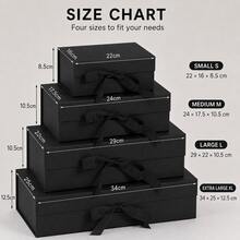 1pc Ribbon Gift Box Packaging Favor Box With Bow Folding Cosmetic Box Birthday Gift Box, Holiday Gift Box, - Black - View 7