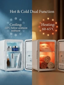 4L Portable Mini Fridge With LED Makeup Mirror, 3 Light Modes, Dual Cooling And Heating, Removable Shelf, Compact Refrigerator For Cosmetics, Beverages, Home And Travel - White - View 8