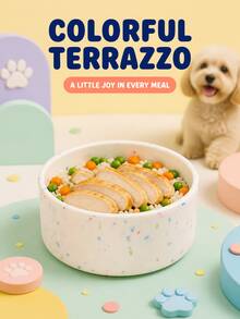 1pc/2pcs Terrazzo Star Silicone Pet Bowl, 25oz Deep Pet Food Bowl For Indoor Daily Feeding, Cute Aesthetic Speckled Design, Non-Slip Unbreakable Stackable Cat Dog Water Dish, Suitable For Small Medium Pets, Easy To Clean - 750ml - View 4