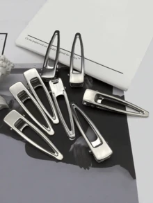 8pcs Women's Y2K Duckbill Hair Clips, Side Snap Hair Clips, Fashion Daily Hair Accessories, Hair Jewelry - Silver - View 1