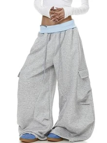 Women's Drawstring Waist Casual Versatile Daily Wear Cargo Pants - Multicolor - View 6