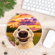 Sublimated Desk Mouse Pad With "I Am Ok" Cat Design - Round - View 1