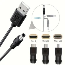 Cable Elevador USB A a DC, Cable de Alimentación USB a 5V DC, Adaptador de Fuente de Alimentación con Conector Jack DC y Puntas DC para Router Wifi, Ventilador, Cámara y Pequeños Electrodomésticos - Ver 10