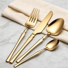 4/16/24pcs Stainless Steel Knife Fork Spoon Dessert Spoon Set, Suitable For Kitchen, Hotel, Wedding, Holiday Gift, Souvenir - Gold - View 5