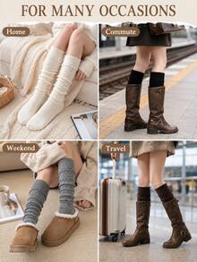 Slouchy Knit Socks, Thick And Soft Boot Socks, Warm Winter Long Socks, Women's Winter Wear, Women's Socks; Suitable For Halloween Or Christmas Looks, Lounging At Home, Daily Commuting, And Pairing With Autumn/Winter Boots. - Multicolor - View 8