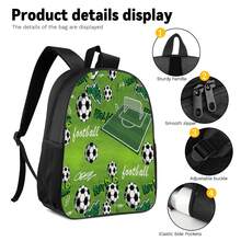 Soccer Field Graffiti Element 2D Print 3 Pieces Backpack Set, Large Capacity Backpack With Crossbody Bag And Pencil Case, Side Elastic Mesh Pocket For Water Bottle Storage, Wide Breathable Adjustable Shoulder Straps, Durable Water-Resistant Fabric, Fresh Sporty Style For Daily Commute, Travel And Casual Storage - Printed Bag - View 5
