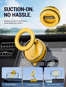Magnetic Car Phone Holder, Vacuum Suction Cup Phone Mount, 360° Rotating Foldable Dashboard Phone Holder, Strong Magnetic Car Navigation Mount, Convenient Car Accessory, Phone Holder - Multicolor - View 2