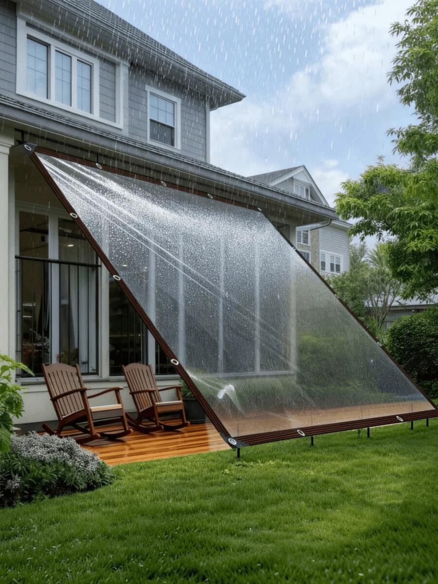 Thickened Transparent PE Waterproof Tarp, With Edging, Windproof Dustproof Warm Plant Cover, Waterproof Cost-Effective Rain Tarp