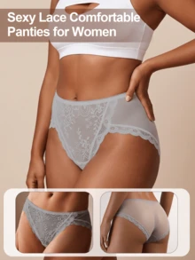 3PCS Lace Printed Transparent Hollow Comfortable Women's Underwear, Sexy Low-Waist Briefs-Fall Style - Multicolor - View 3