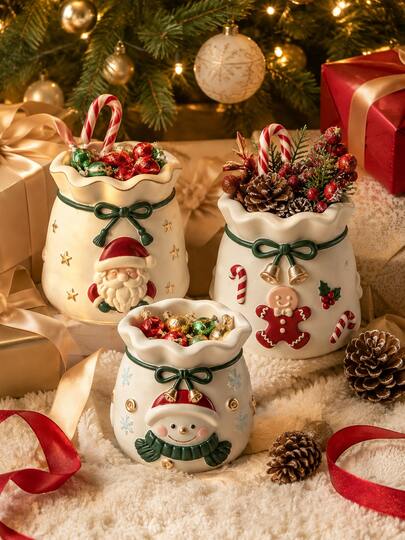 Embossed Christmas Bag Storage Jar 3D Silicone Mold, Bow Christmas Bag Candle Holder Mold, Reusable DIY Table Decor Handmade Tool, Aromatherapy Candle And Epoxy Resin Art