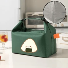 1pc Multi-Color Cute Smiling Face Rice Ball Print Lunch Bag, Insulated Bento Box Bag, Handheld Storage Bag, Thickened Large Capacity Portable Lunch Bag For Students, Office Workers, Moms, Commuting, Picnic And Outdoor - Lunch Bag - View 6