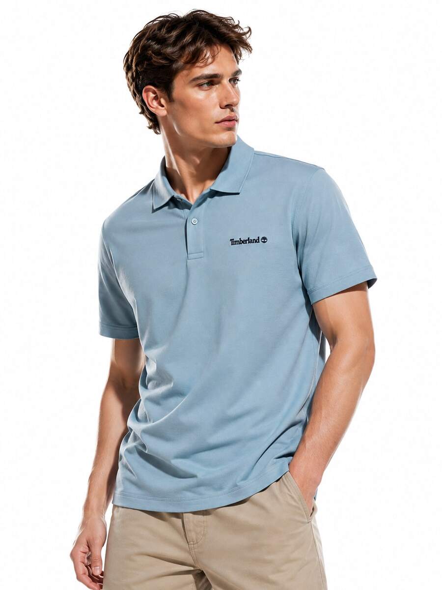 Timberland New Men's Quick-Dry Breathable Collared Short Sleeve Polo Shirt For Commuting - Indigo - View 1