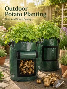 Potato Grow Bag With Flip-Top Harvest Window, Portable Garden Planting Container With Side Handles, Breathable Vegetable Grow Bag For Home Patio And Yard, Suitable For Potatoes, Carrots, Tomatoes And Backyard Mini Farm Layout - Multicolor - View 2