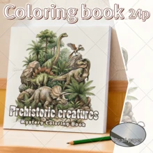 Prehistoric Creatures Mystery Coloring Book For Adults Teens, Large Print Dinosaur Colouring Book With T‑Rex Triceratops Stegosaurus Brachiosaurus, Jurassic Prehistoric Wildlife Theme, 120g Thick Inner Pages, Stress Relief Relaxing Colouring Pages - Prehistoric Creatures - View 2