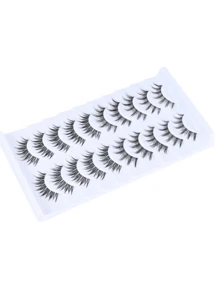 Wispy 10 Pairs Mixed Color False Eyelash Clusters Set, Curly Soft Single Cluster Lashes, Transparent Invisible Stem, 3D Faux Mink DIY Reusable, Suitable For Daily Eye Makeup - Black - View 3