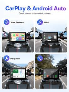 2026 Motorcycle 5-Inch GPS Car Screen, Supports Wireless CarPlay And Android Auto, IP67 Waterproof Touchscreen, GPS Navigation, Supports Wireless Connection, Siri, Voice Assistant, Voice Control, Includes Mount - CarPlay Dash Cam - View 4