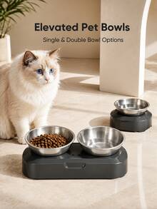 1pc Durable Pet Food Bowl, Grey Base, Easy To Clean Single-Compartment Feeding Bowl, Suitable For Dogs, Cats And Rabbits, Indoor Food And Water Bowl - 450ml - View 2