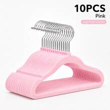 10/20pcs Multi-Color Flocked Hangers With Hooks, Non-Slip Flocked Space-Saving Stackable Hangers, Suitable For Shirts, Dresses, Pants And Coats, Durable Non-Shedding Thin Wardrobe Storage Hanging Rack Set, Suitable For Closet, Bedroom, Dorm, Apartment And Home - Multicolor - View 9