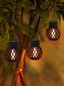 4/8pcs Outdoor Solar Flame Lights, Realistic Flickering Flame Effect, Hanging And Standing Dual-Use Design, Premium Solar Decorative Lights, Create Warm Atmosphere For Balcony, Patio And Garden Landscape - Multicolor - View 7