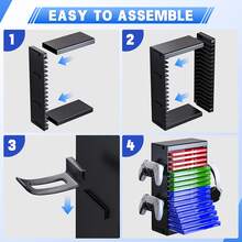 Universal Video Game Storage Tower With 4 Controller & Headset Holders, 16 Game Disc Organizer Stand, Vertical/Horizontal Storage Rack Compatible With P5, P4, X-Series, NS Console - View 6