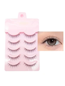 5 Pairs Eyelash Cluster Set, Voluminous Curly Soft Single Cluster False Eyelashes, 3D Faux Mink DIY Cluster Lashes, Reusable Comfortable Style, Suitable For Daily Eye Makeup - Black - View 9