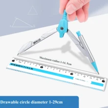 Bộ 8 món thước kẻ, compa, bút chì, dụng cụ hình học, toán học, vẽ, văn phòng phẩm, quà tặng cho bé trai bé gái, đồ dùng học tập, tựu trường - Bộ - Xem 5