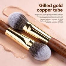 FLUFFIN 1pc F73 Precision Blusher Brush Powder & Cream Blush Makeup Tool High Quality Rosewood Handle Copper Tube Face Blending Brush - Brown - View 4