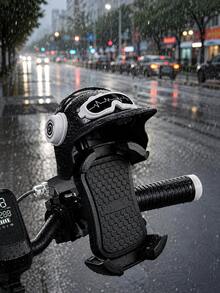 Motorcycle Phone Holder, Suitable For Scooter, Electric Bicycle, Bicycle Phone Mount, Helmet-Shaped Sunshade, 360° Rotating Anti-Shake Handlebar Phone Clip, Universal GPS Navigation Bracket, Compatible With 4.7-7 Inch Smartphones, ABS Nylon Material, Motorcycle Accessories - A - View 5