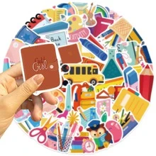 somoving 50pcs Cartoon Back To School Graffiti Stickers DIY Waterproof Decoration For Guitar Notebook Luggage - Multicolor - View 3