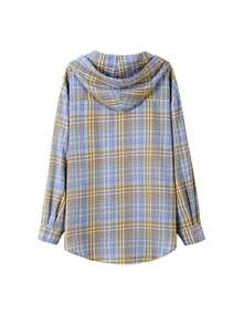 Women's Spring/Autumn Casual Daily Office Commute College Style Printed Drop Shoulder Loose Long Sleeve Shirt - Yellow and Blue - View 2