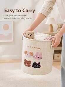 Fabric Storage Basket With Rope Handles, Animal Print Round Storage Box, Open Top Storage Bin, Can Store Clothes, Blankets, Books And Daily Items, Suitable For Bedroom, Living Room, Game Room And Dorm Storage Decorative Storage Basket - Multicolor - View 1