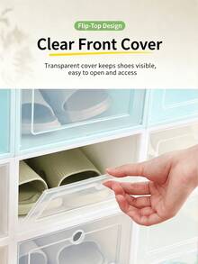 1pc Transparent Colorful Plastic Shoe Box, Flip Lid Drawer Style Dust-Proof & Moisture-Proof Shoe Storage Box, Stackable Small Shoe Box, Suitable For Closet & Entryway Storage - View 7