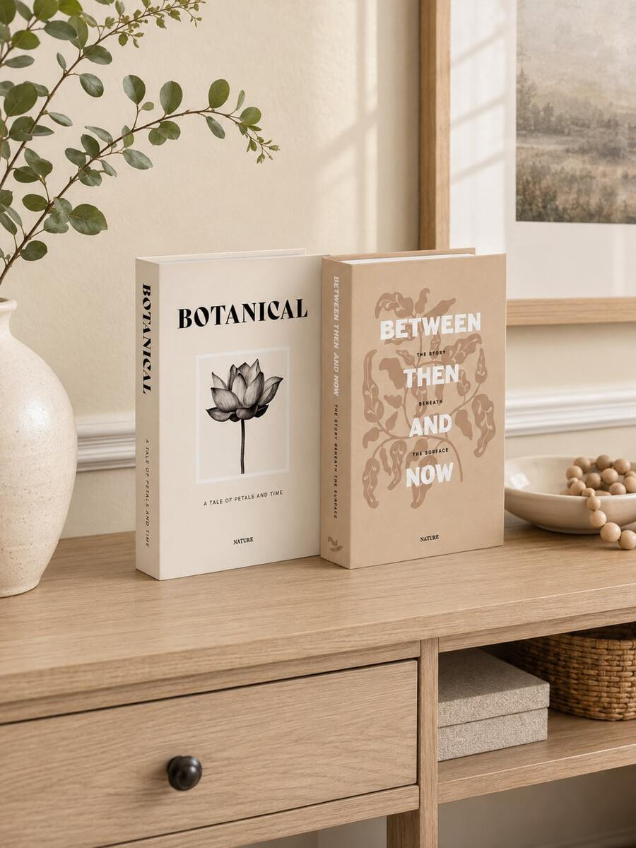 2pcs Openable Fashion Decorative Book Boxes, Exquisite Faux Books, Suitable For Coffee Table, Fireplace Decor, Modern Home Decor, Photo Storage Keepsake Box - Storage Box - View 1