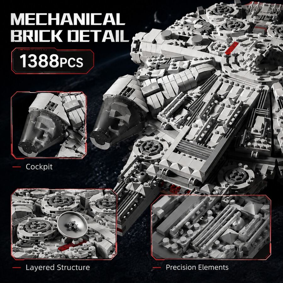 1388pcs Space Cargo Spaceship Building Block Model, Detailed Sci-Fi Starship Assembly Set, Adult Collectible Brick Display Model, Desktop And Bookshelf Decoration - Space Building Blocks - View 1