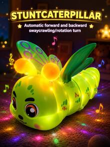 Caterpillar Music Toy With Beautiful Music And Flashing Lights, 360° Stunt Rotation, Early Learning Sensory Toy, Music Interaction, Perfect Gift Choice For Boys And Girls On Holidays And Birthdays - Multicolor - View 3
