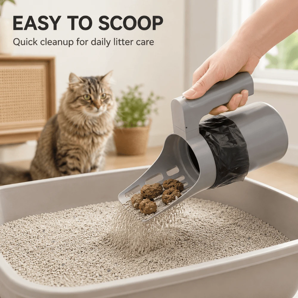 Sekop Kotoran Kucing Dua Lapis Kapasitas Besar dengan Tempat Sampah Terintegrasi, Pegangan Ergonomis, Desain Mudah Dibersihkan, Fungsi Pengontrol Bau, Sekop Kotoran Kucing Multifungsi, Termasuk Tempat Kantong Sampah, Sekop Kotoran Kucing, Sekop Pengontrol Bau, Aksesori Hewan Peliharaan Modern, Sekop Plastik Tahan Lama - MultiWarna - View 1