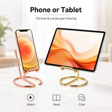 1 buah Stand Ponsel & Tablet Kawat Logam Minimalis, Stand Meja dengan Alas Bulat Kompak, Dudukan untuk Menonton Bebas Genggam & Tempat Kartu, Cocok untuk Panggilan Video, Membaca, Belajar, Kantor, Kamar Tidur, Asrama, Kembali ke Sekolah, Hadiah Liburan - Beraneka warna - View 2