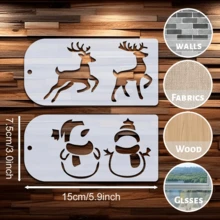 12-Piece Christmas Pattern Template Set Is Suitable For Home Decor, Wall Art, DIY Greeting Card Making, Gift Making, Fabric Painting, And Cookie Making. It Includes Snowmen, Reindeer, Sleighs, Snowflakes, And Other Christmas Crafts. - Sets - View 3