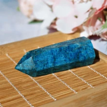 1pc Natural Blue Apatite Crystal Obelisk, Healing Crystal Tower, Reiki Energy Point, Meditation Hexagonal Wand - Multicolor - View 6