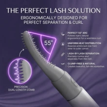 TOUCHBeauty Heated Eyelash Curler With Comb, Suitable For Soft/Short/Long Lashes, Washable Brush Head, Max Temp 80°C For Fast Natural Curl & Long-Lasting, 2 Heat Settings Anti-Scald, Type-C Charging, Gift For Women - Light Grey - View 5