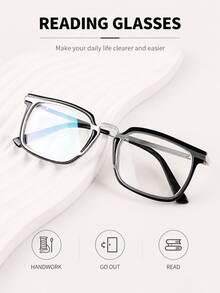 Fashion Square Reading Glasses For Men Women, Metal & TR Mixed Frame, Lightweight Comfortable Readers - White - View 21