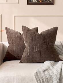 1/2pcs Vintage Striped Throw Pillow Cover, 100% Polyester Woven Zippered Pillow Sham, Machine Washable, Geometric Pattern Decorative Cushion Cover For Sofa, Bed, Dining Room, Home Office, Coffee Brown - Coffee Brown - View 8