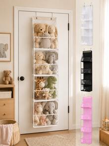 4-Layer Plush Doll Storage Hanging Bag, Over-The-Door Transparent Pocket Organizer With PVC Front Panel, Wall-Mounted Toy Display Storage, Home Essential Organizer, Party Decoration, Room Decor Accessory, Christmas, Holiday Gift Storage - Multicolor - View 3